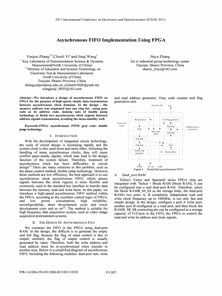 Asynchronous fifo implementation using fpga pdf field programmable