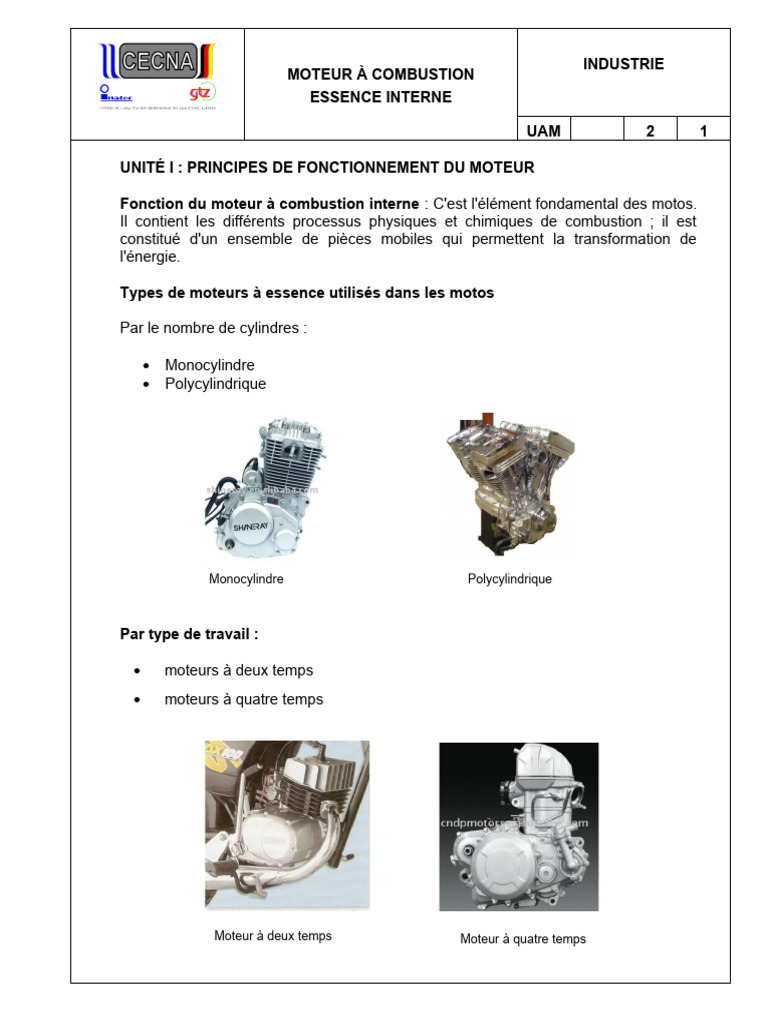 Fonctionnement des moteurs à combustion interne PDF Piston Allumage — free download