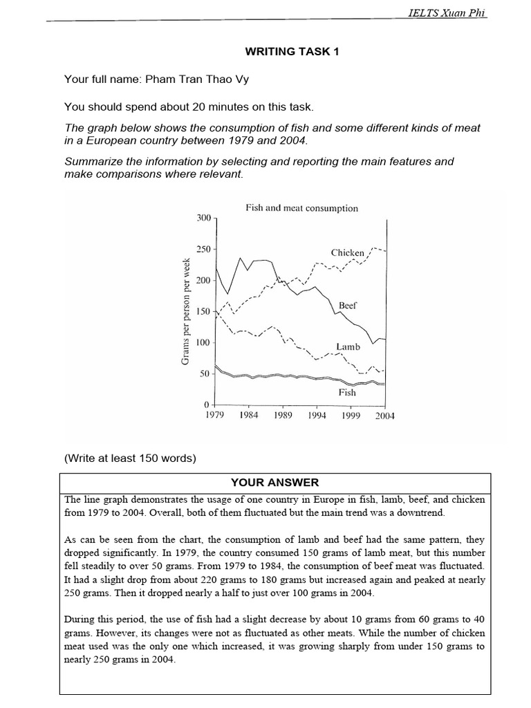 IELTS Writing Task Analysis: Meat Consumption and Communication | PDF ...
