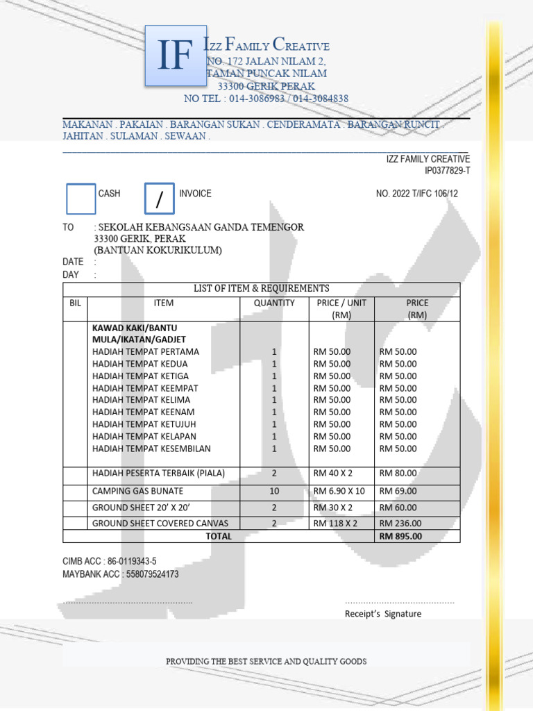 Invoice Khemah | PDF