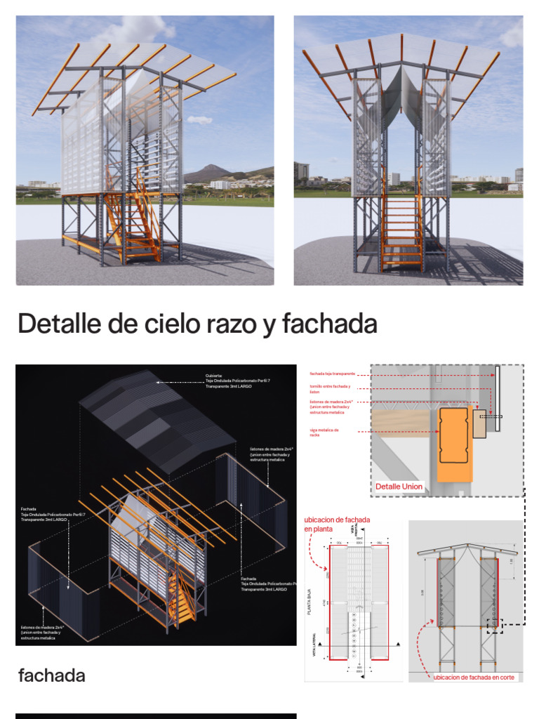 Detalles de Cielo Razo y Fachada | PDF | Ingeniería estructural ...