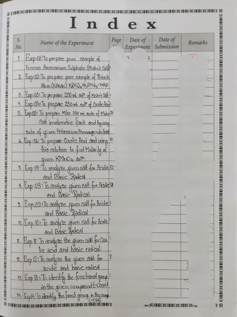 Class - Xii Chemistry Practical Record-2023-24 | PDF