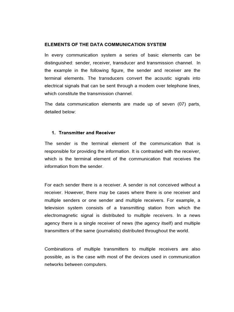 Elements of The Data Communication System | PDF | Computer Network ...