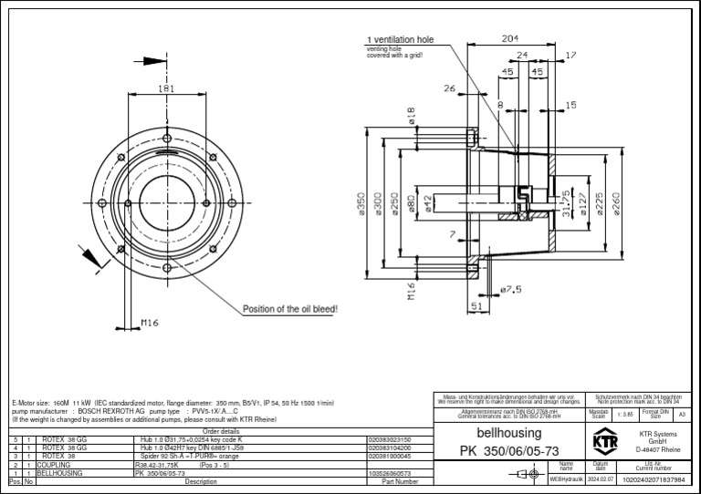 1 Ventilation Hole Bellhousing PK 350/06/0573 PDF