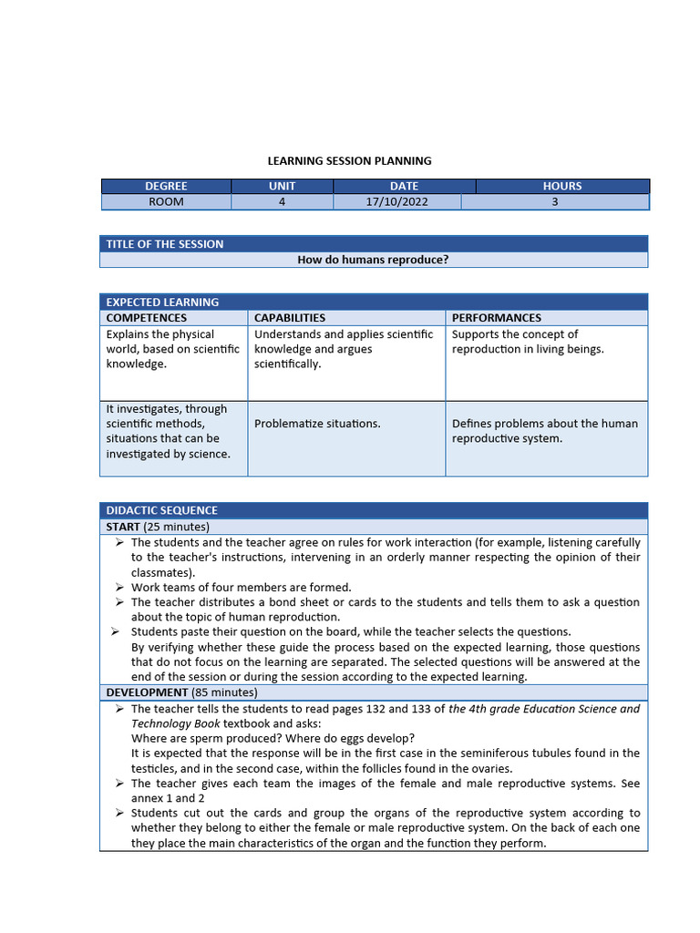 Human Reproduction Learning Session Guide | PDF | Sexually Transmitted ...
