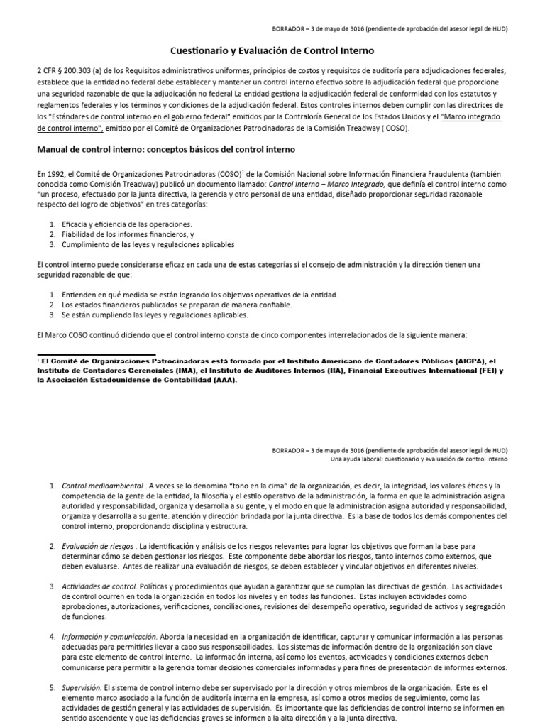 Integridad y Control Interno según COSO | PDF | Evaluación | Contabilidad