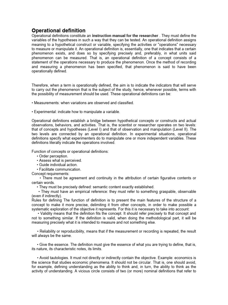 On Task Operational Definition