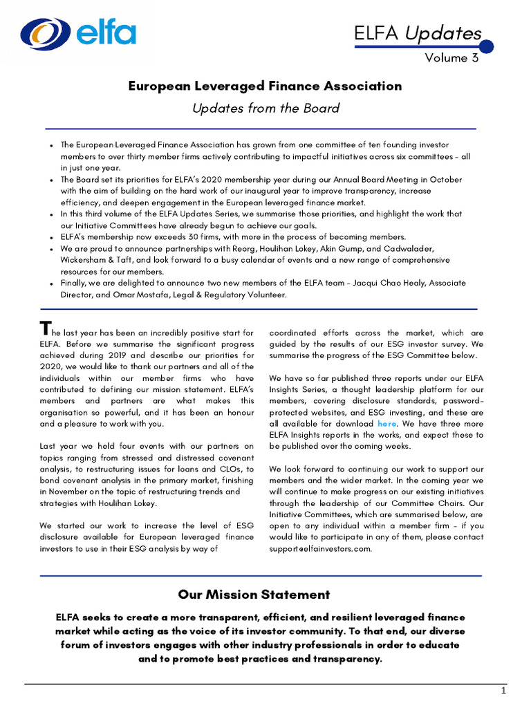 ELFA - Updates - Series - Volume - 3 2 | PDF | Mergers And Acquisitions ...