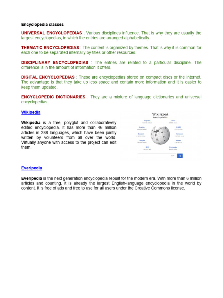 Classes and Types of Encyclopedias Download Free PDF Encyclopedias