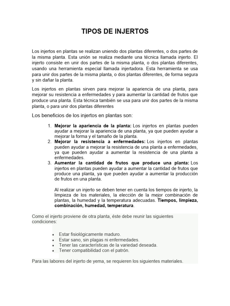 Tipos de Injertos | PDF | Injerto | Tallo de la planta