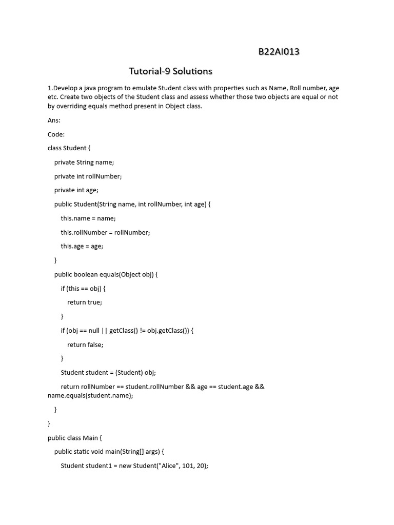 B22ai013 Oopj T9 Solutions | PDF | Method (Computer Programming ...