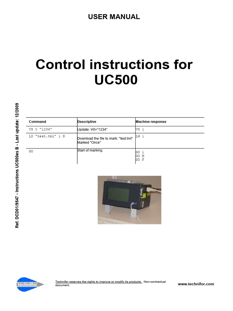 UC500 Control Instructions Manual | PDF | Port (Computer Networking ...