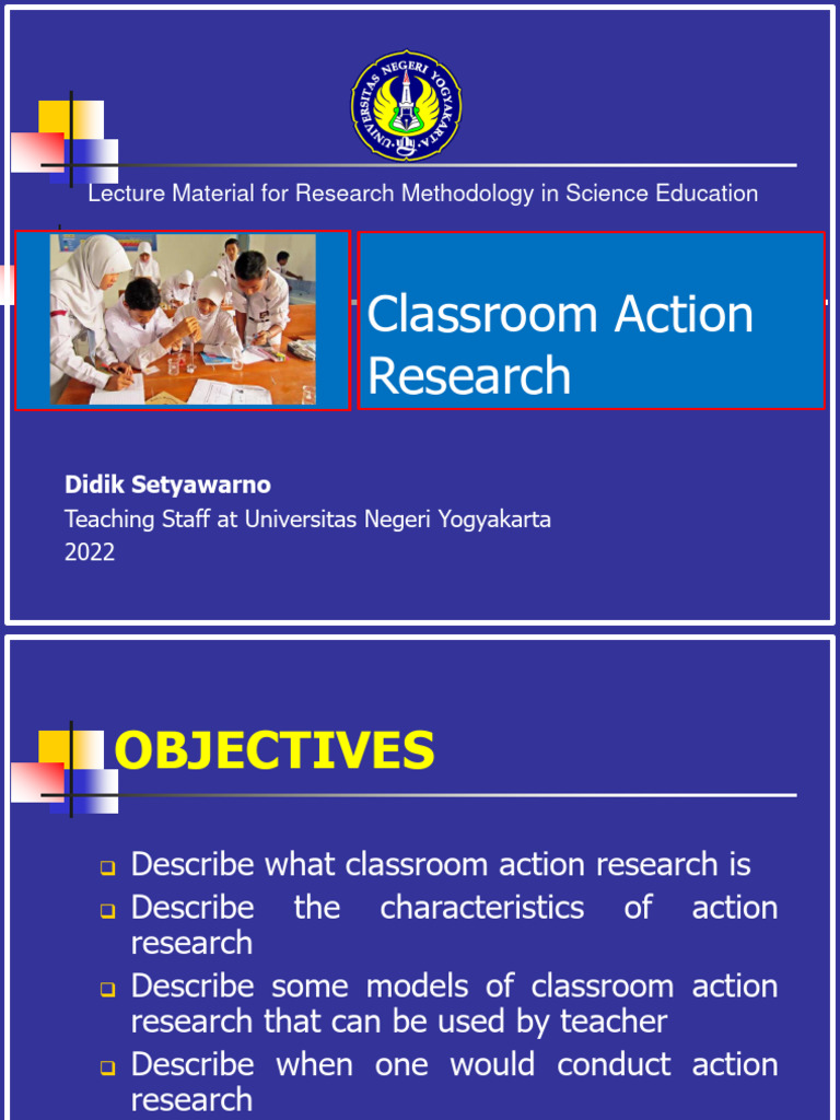 Classroom Action Research Overview | PDF | Teachers | Action Research