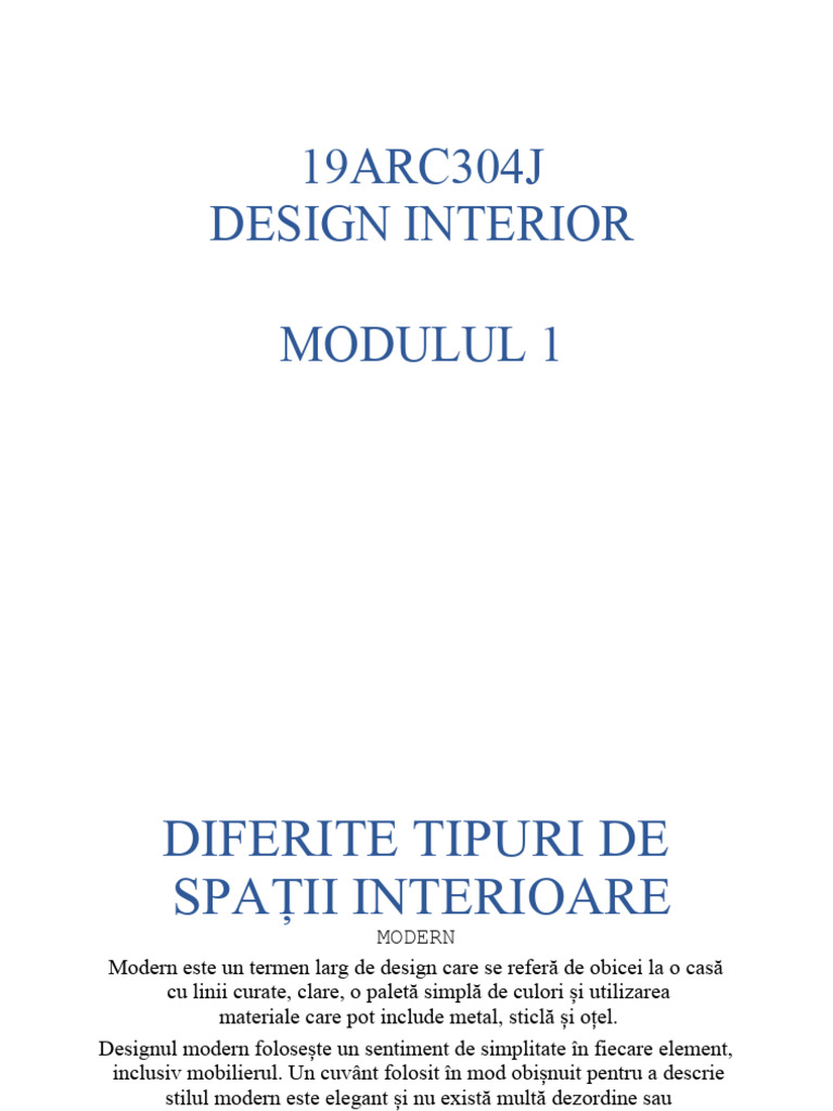 Design Interior - Modulul 1 (Note) | PDF