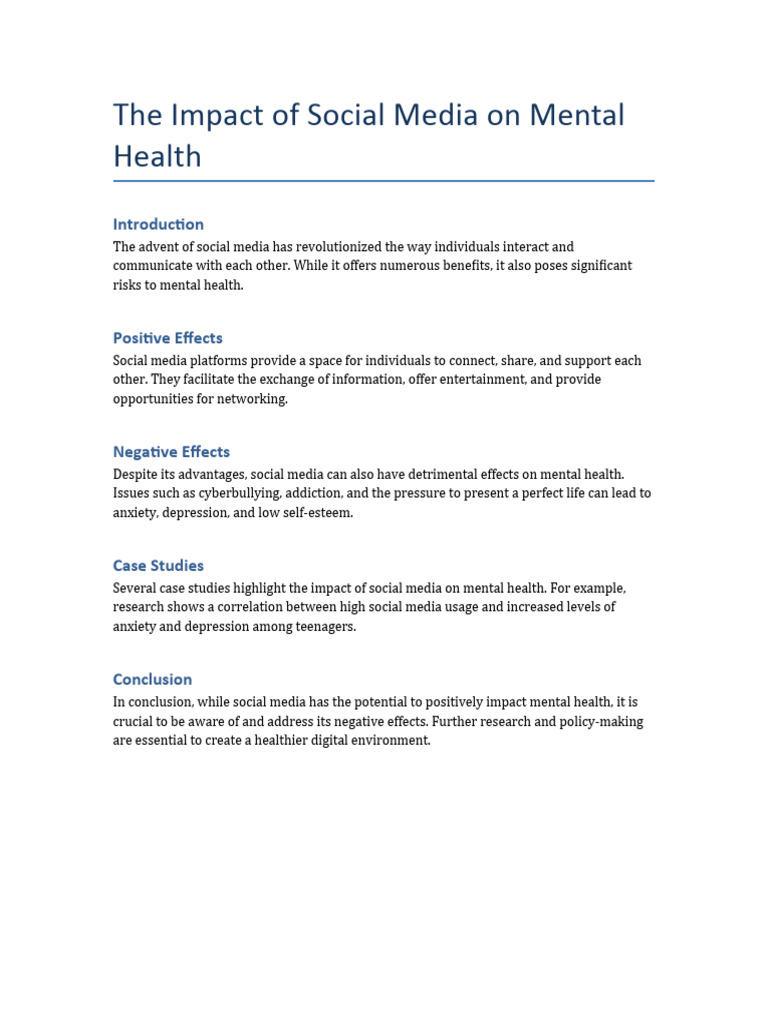 The Impact of Social Media On Mental Health | PDF