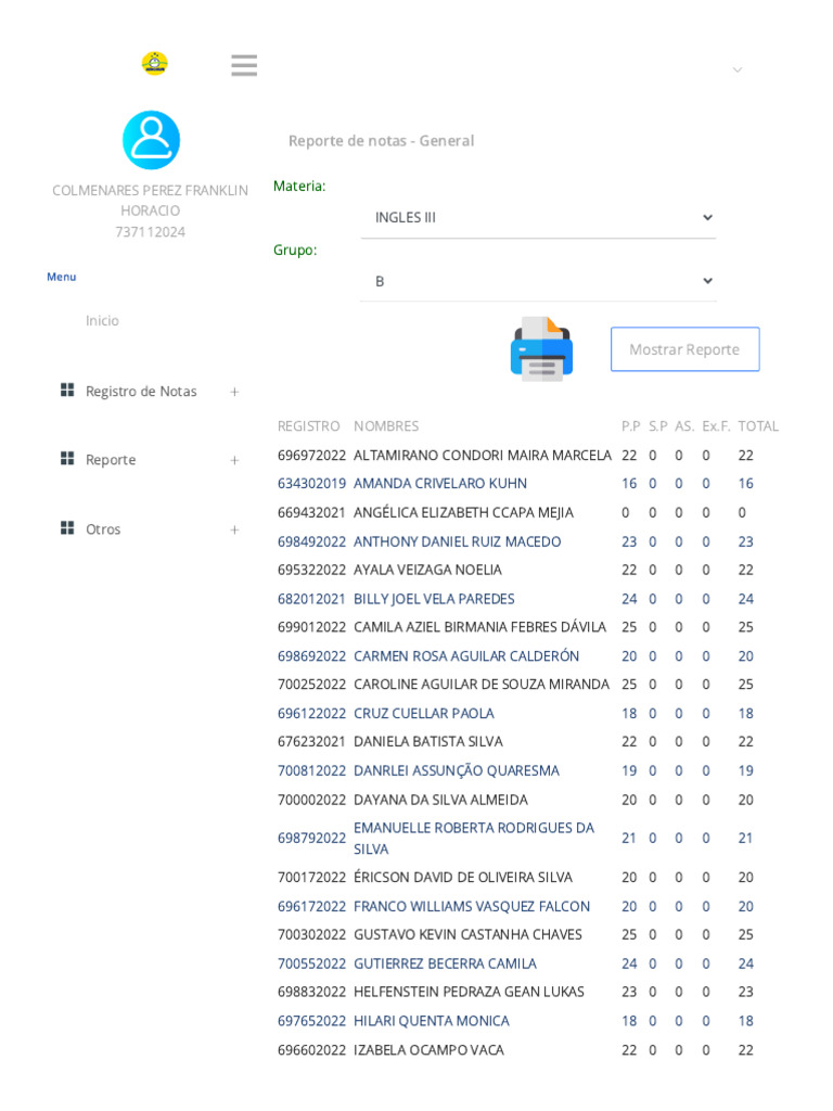 First Progress Test Grades Record - English 3 (Group B) | PDF