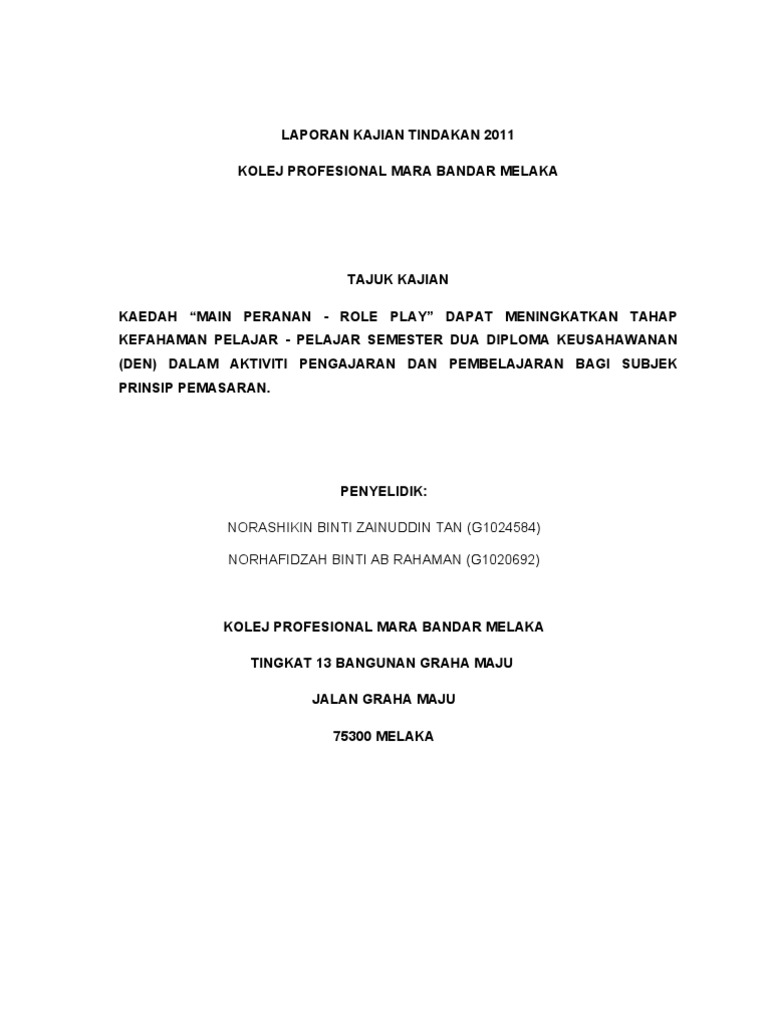 Laporan Kajian Tindakan 2011 Pdf