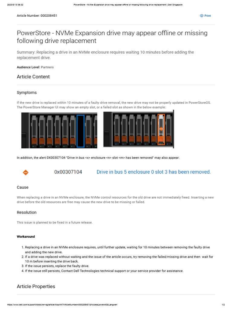 PowerStore - NVMe Expansion Drive May Appear Offline or Missing ...