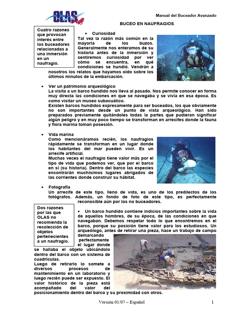 Buceo en Naufragios: Guía Avanzada | PDF | Buceo bajo el agua