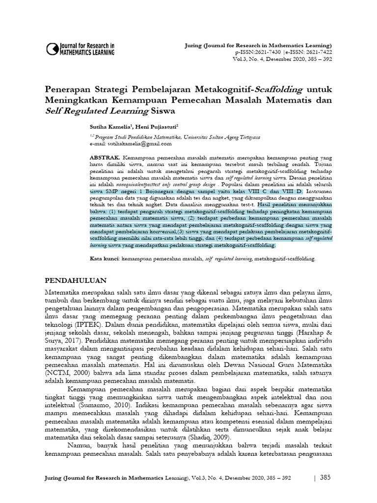 Scaffolding Self Regulated Learning | PDF | Karier & Perkembangan