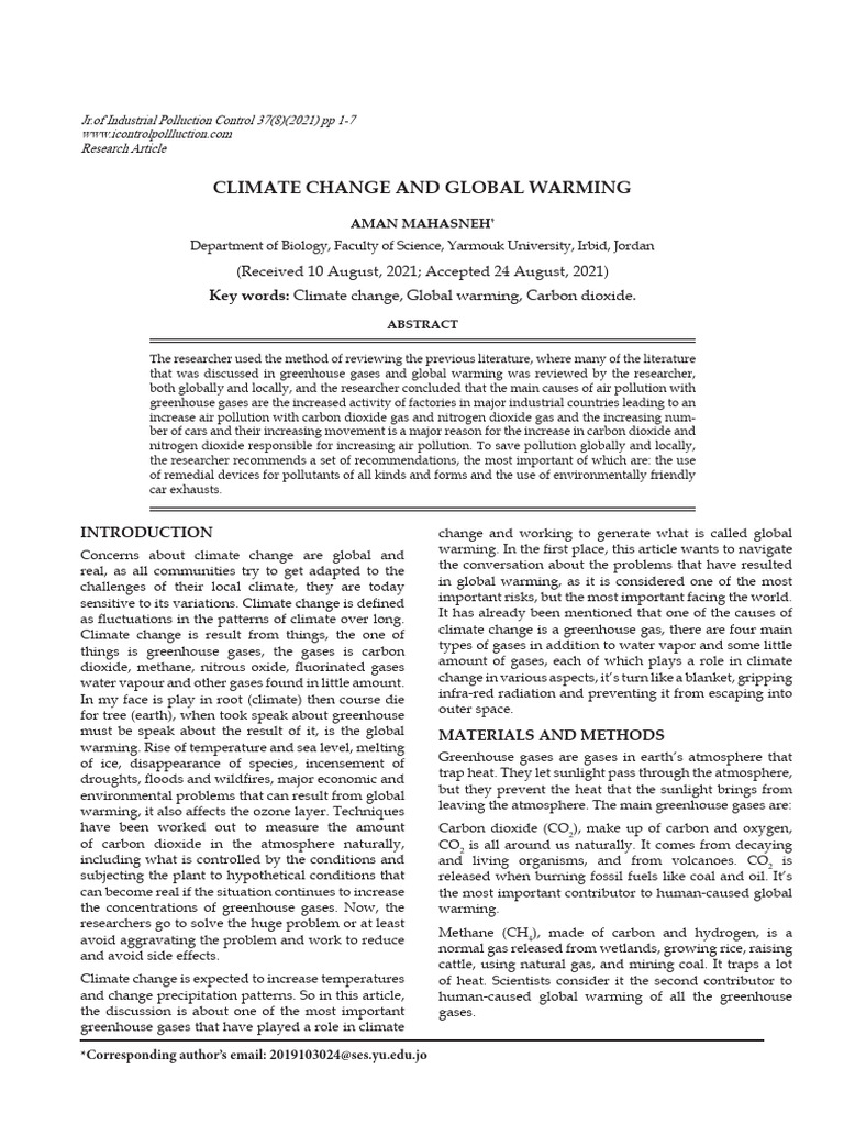 Climate Change and Global Warming | PDF | Climate Change | Greenhouse ...