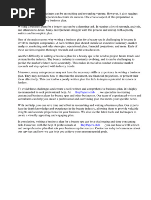 Beauty Spa Business Plan Examples