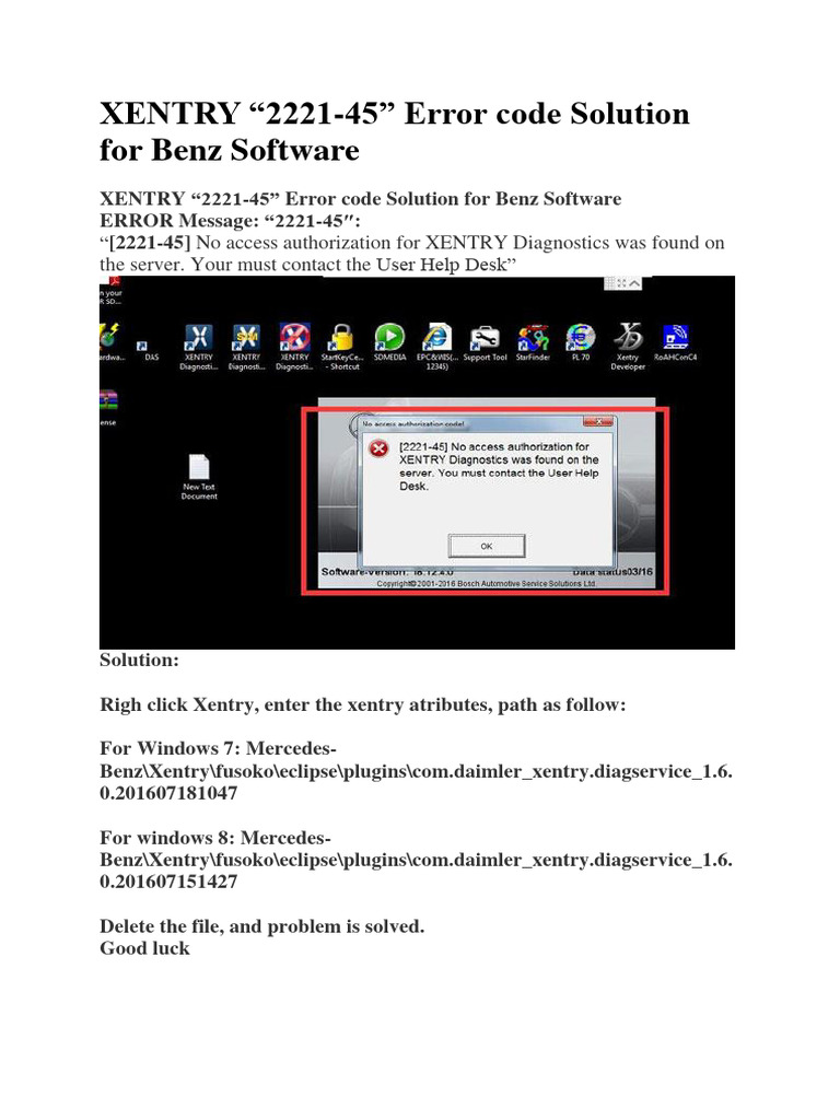 Fix for XENTRY 2221-45 Error Code | PDF | Computers