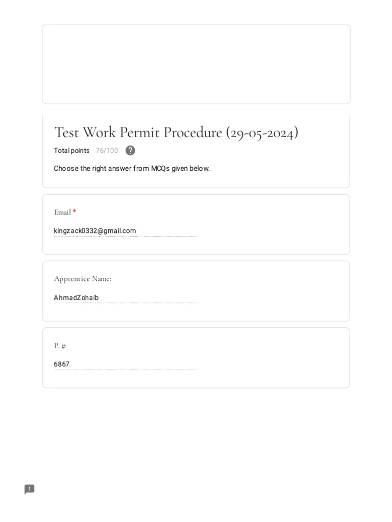 Test Work Permit Procedure | PDF | Scaffolding | Personal Protective ...