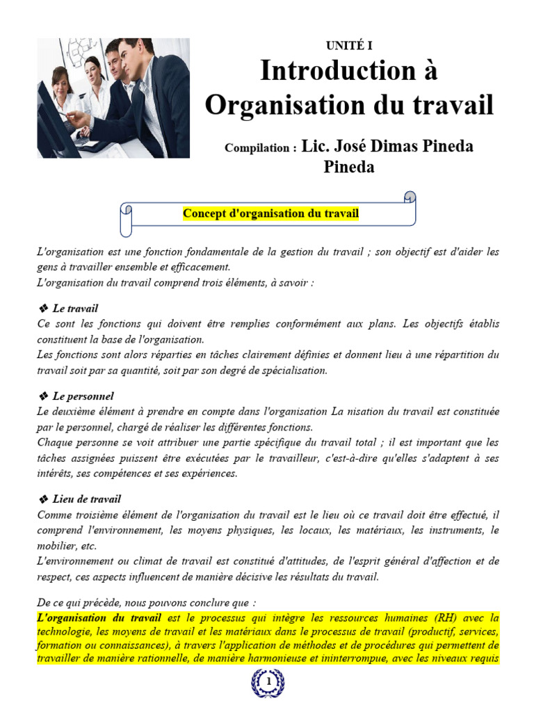 Introduction à l'organisation du travail | PDF | Business | Gestion des ...