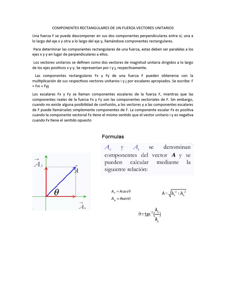 Componentes Rectangulares de Fuerzas Vectores | PDF