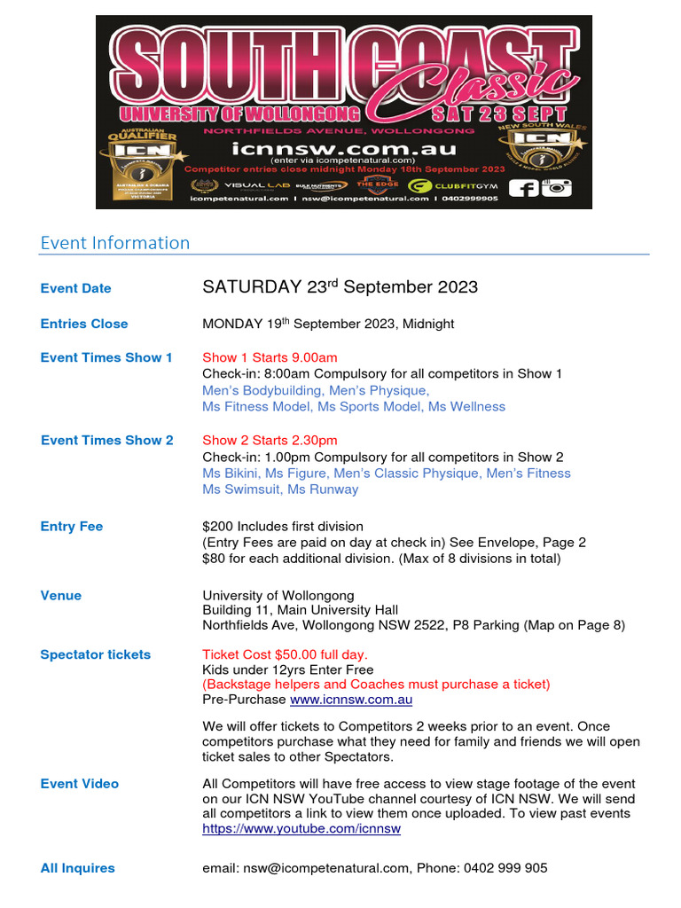 ICN NSW Bodybuilding Competition 2023 | PDF | Bikini | Swimsuit