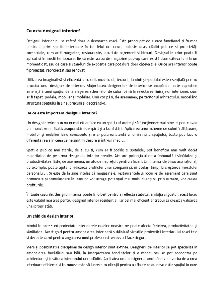 Procesul de Design Interior | PDF