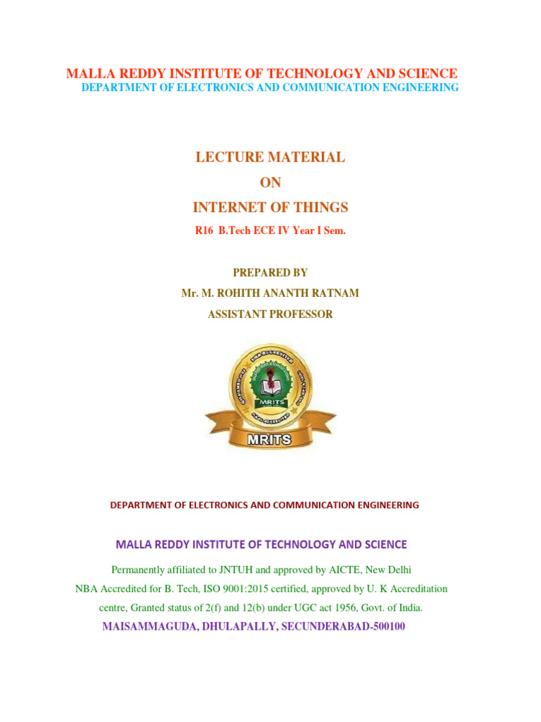 IoT Lecture Material for B.Tech ECE | PDF | Internet Of Things ...