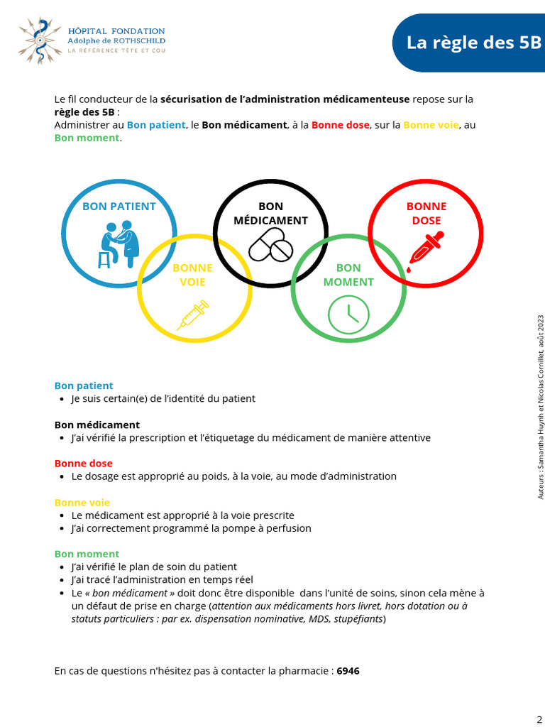 Règle des 5B en Administration Médicamenteuse | PDF