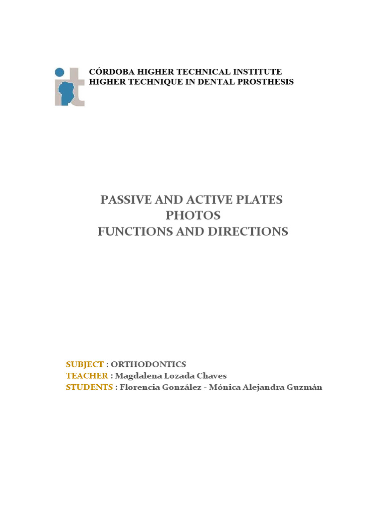 Active Orthodontic Plates Overview | PDF | Orthodontics | Dentistry ...