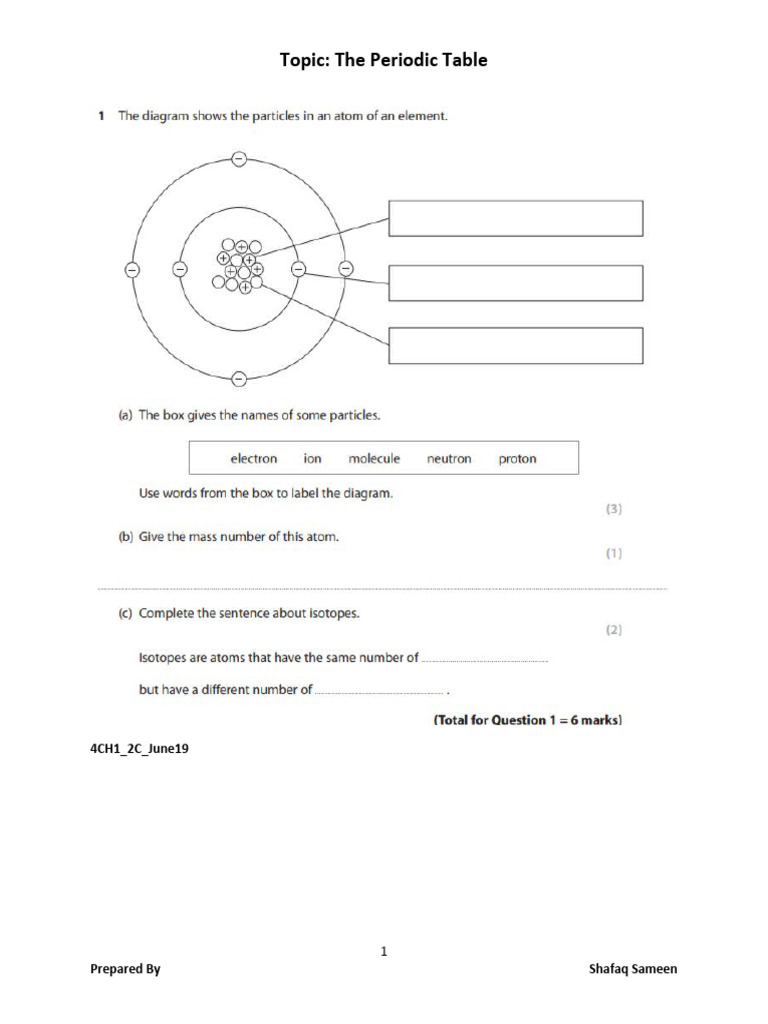 Periodic Table Study Guide | PDF
