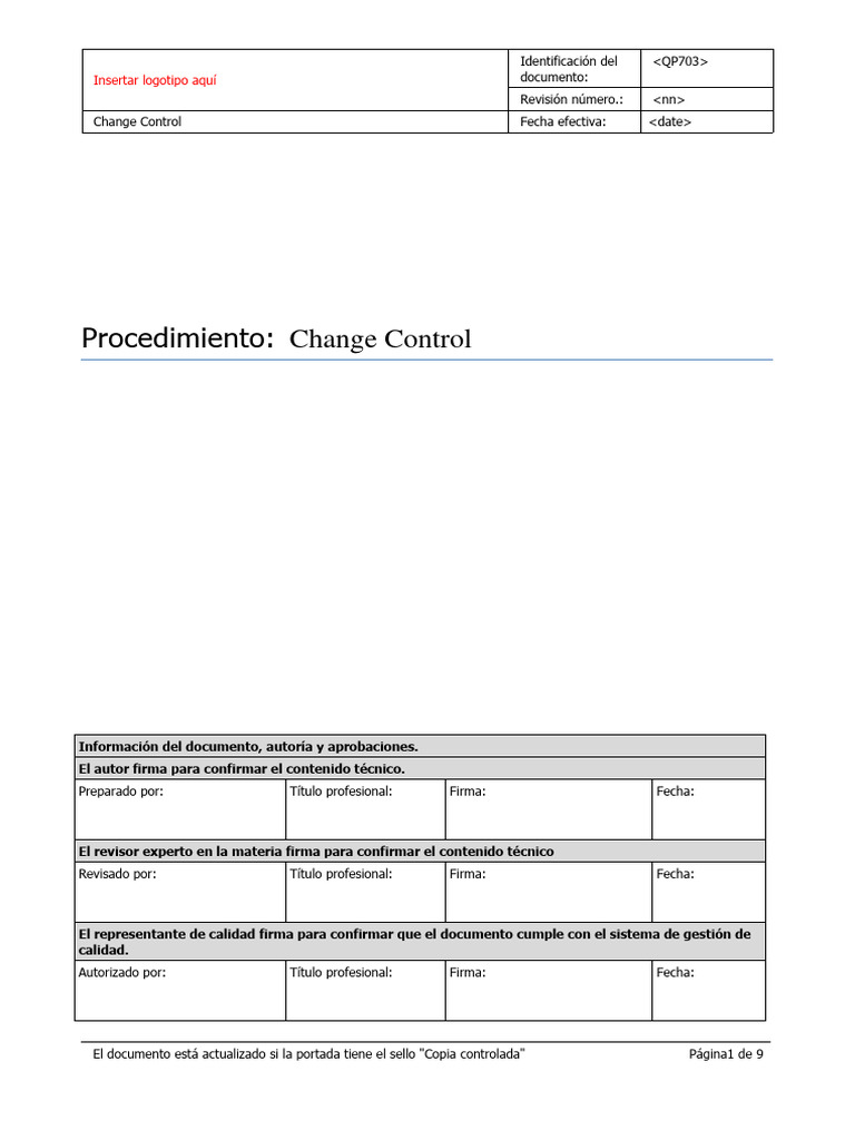 Control de Cambios en Calidad GMP | PDF | Calidad (comercial) | Sistema