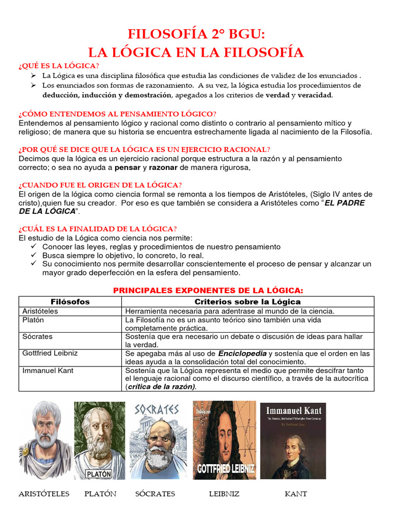 Filos - 2 Bgu - Sem 7 - La Lògica | PDF | Pensamiento | Razón