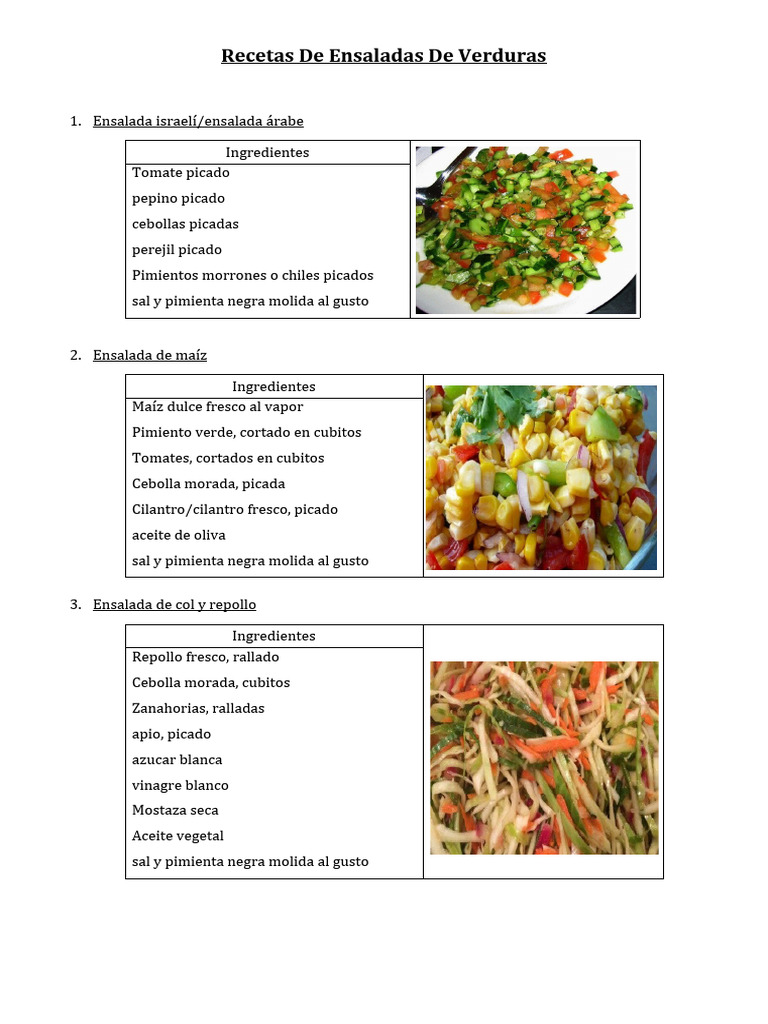 Recetas Variadas de Ensaladas Saludables | PDF | ensalada | Cilantro