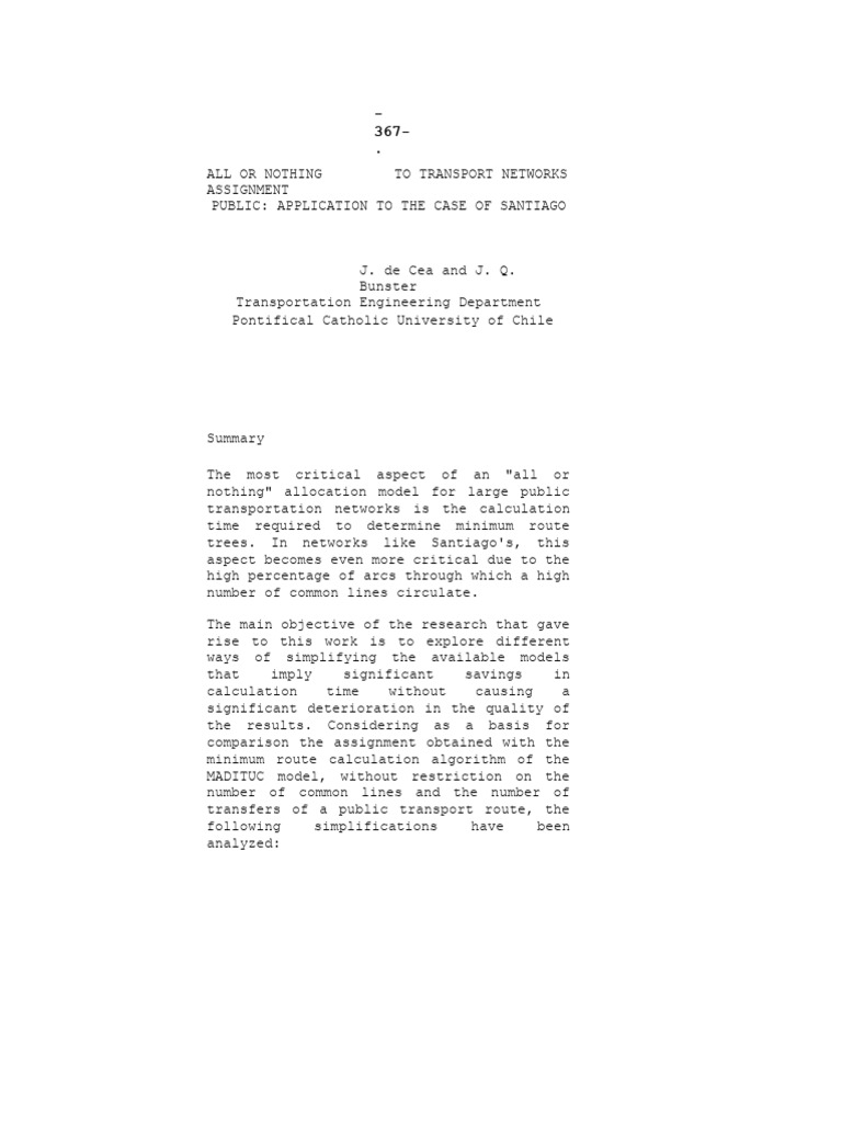21 - All or Nothing Assignment To Transportation Networks | PDF ...