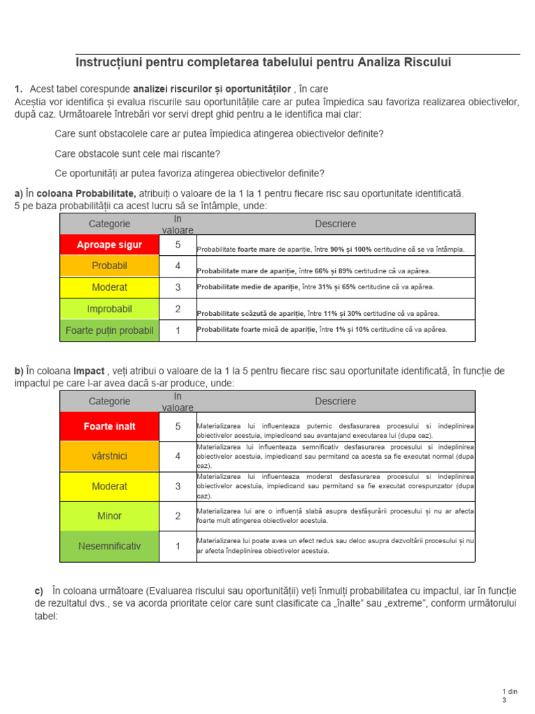 Analiza Riscului Evaluare | PDF