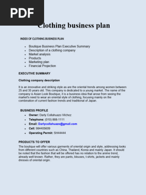 Clothing Business Plan