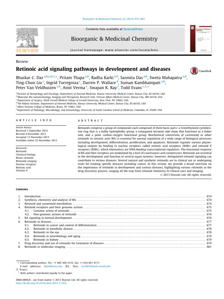 2014, Das, Retinoic Acid Signaling Pathways in Development and Diseases ...