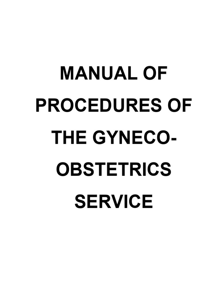 Gynecology service procedures manual pdf surgery patient