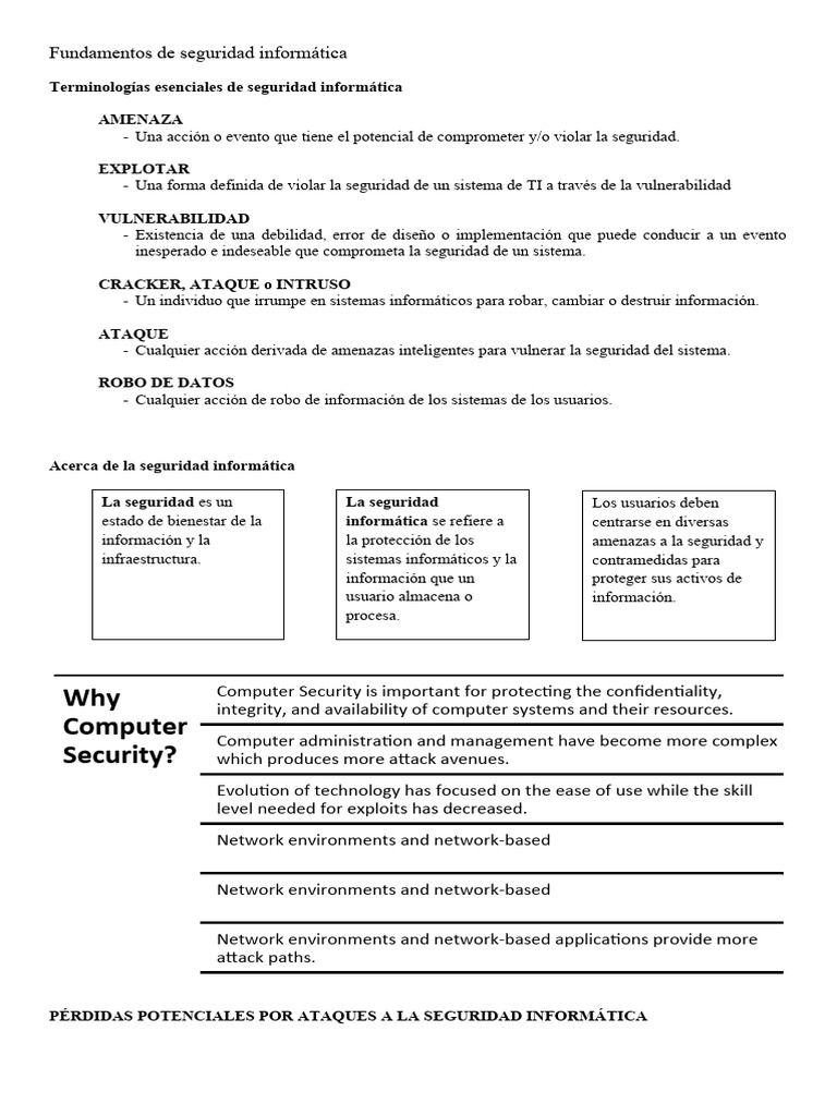 Fundamentos De Seguridad Informática Pdf Seguridad La Seguridad