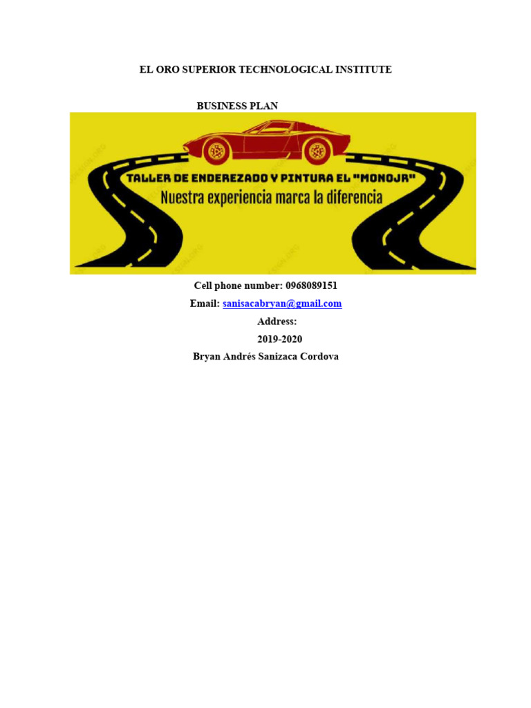 Business Plan for Vehicle Repair Workshop | PDF | Market (Economics ...