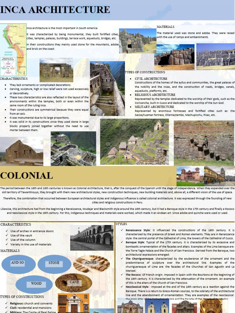 Inca and Colonial Architecture Overview | PDF | Baroque | Church (Building)