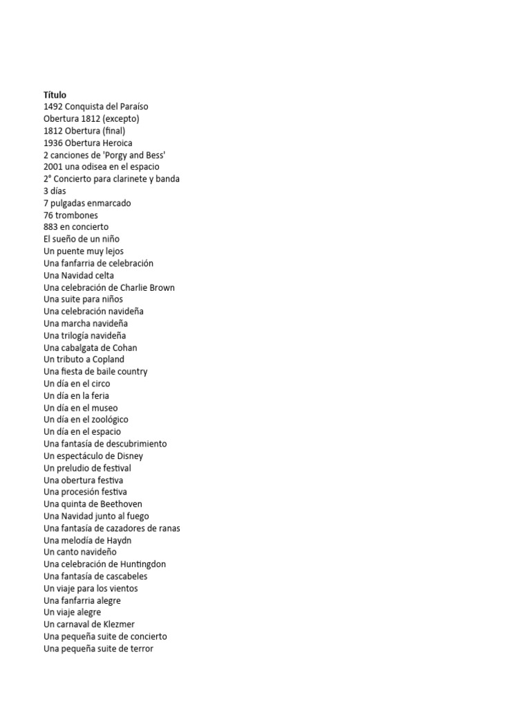 Lista de bandas de concierto 2017 06 26 pdf suite m sica tromb n