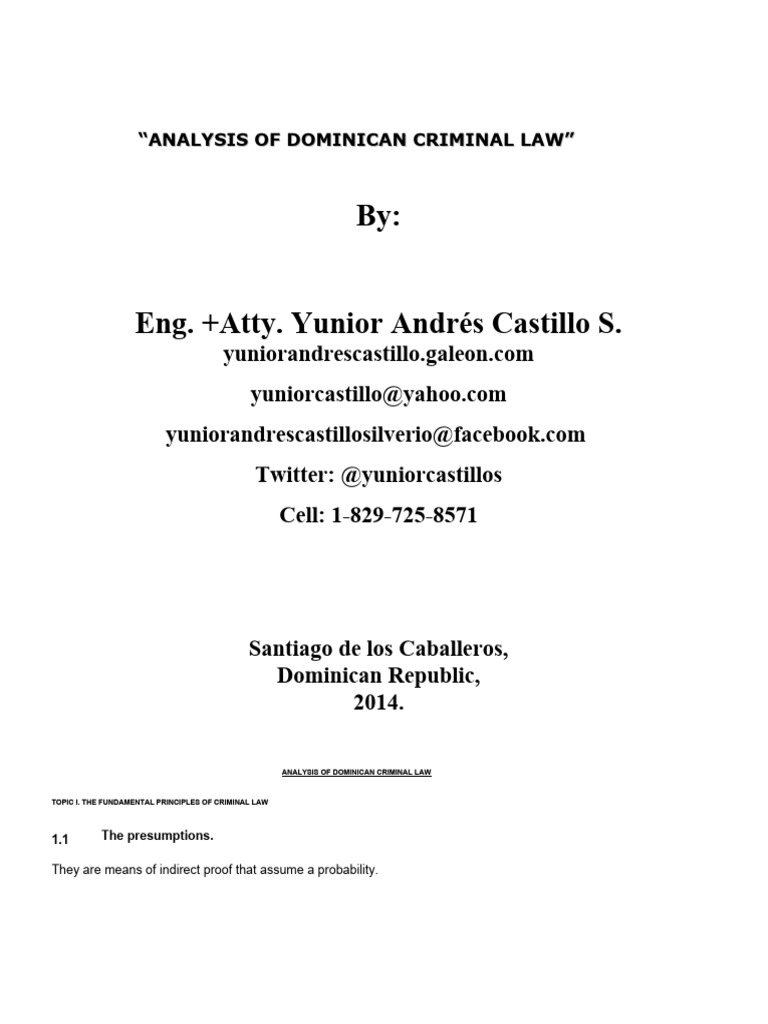 Analysis of Dominican Criminal Law | PDF | Crimes | Crime & Violence