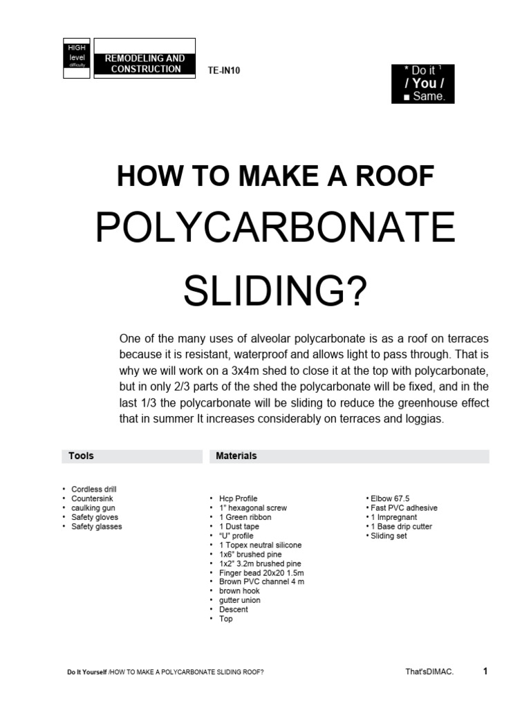 A Polycarbonate Sliding Roof | PDF | Shed | Roof